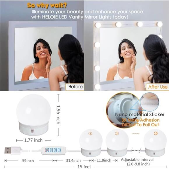 Led Vanity Mirror Lights,15 Ft Vanity Lights for Makeup Dressing Mirror - Picture 5 of 7